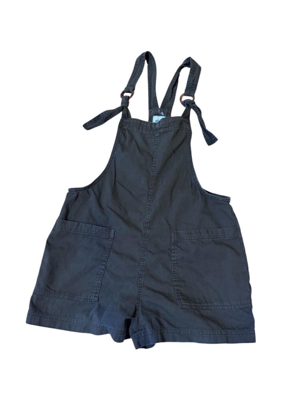 aerie Black Grey Denim Short Overalls - Picture 2 of 8